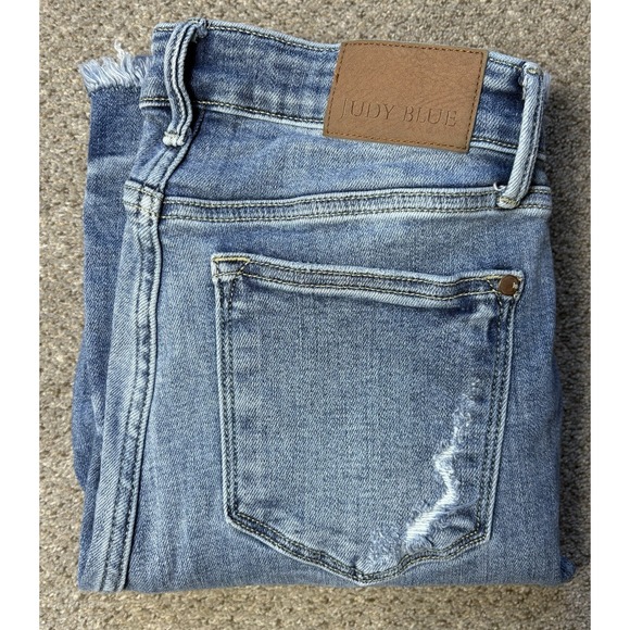 Judy Blue Denim - Judy Blue Women's 5/27 Raw Hem Bootcut Jeans Light Wash Denim High Waist